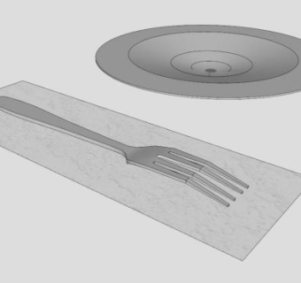 餐具盘子叉子SU模型下载_sketchup草图大师SKP模型