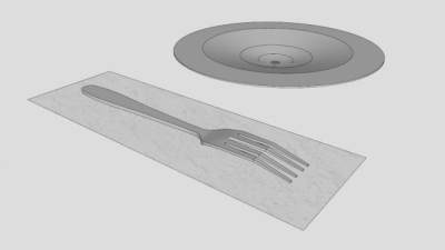 餐具盘子叉子SU模型下载_sketchup草图大师SKP模型