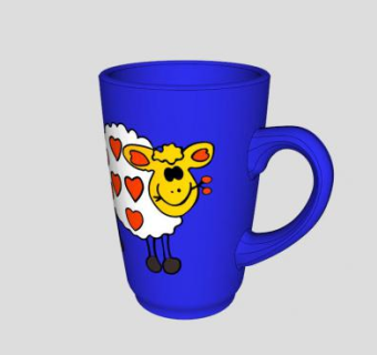 现代蓝色餐具杯子SU模型下载_sketchup草图大师SKP模型