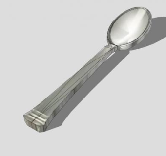 餐具银器汤勺SU模型下载_sketchup草图大师SKP模型