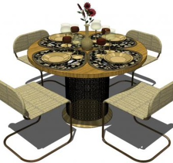 现代餐厅套装餐具SU模型下载_sketchup草图大师SKP模型