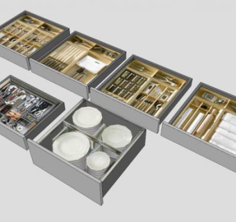 厨房低聚抽屉内饰SU模型下载_sketchup草图大师SKP模型