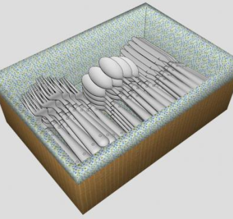 餐具汤勺叉子篮子SU模型下载_sketchup草图大师SKP模型