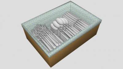 餐具汤勺叉子篮子SU模型下载_sketchup草图大师SKP模型