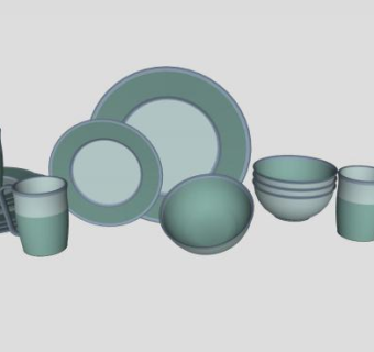 现代厨房餐具SU模型下载_sketchup草图大师SKP模型