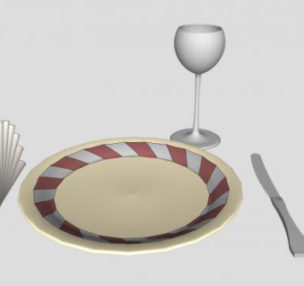 简易成套餐具SU模型下载_sketchup草图大师SKP模型