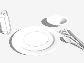 现代白色<em>成套</em>餐具SU模型下载_sketchup草图大师SKP模型