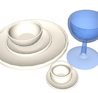 厨房陶瓷餐位餐具SU模型下载_sketchup草图大师SKP模型