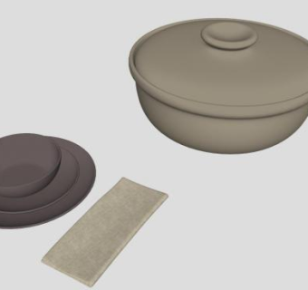 陶器汤锅餐具SU模型下载_sketchup草图大师SKP模型