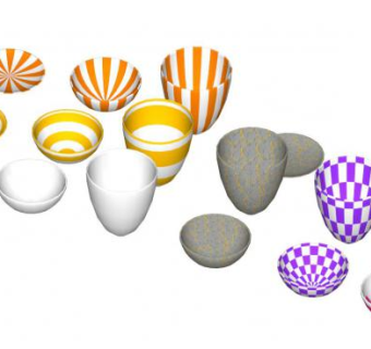 现代碗盘餐具SU模型下载_sketchup草图大师SKP模型