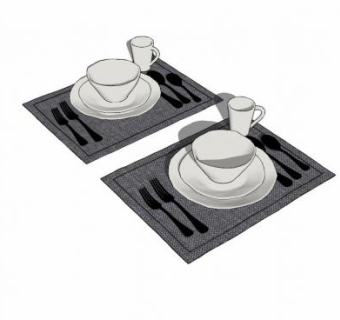 现代餐厅餐具SU模型下载_sketchup草图大师SKP模型