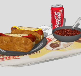 快餐热狗可乐SU模型下载_sketchup草图大师SKP模型