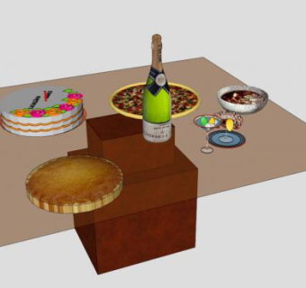 食品桌子SU模型下载_sketchup草图大师SKP模型