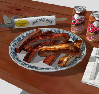 食品烤肋排SU模型下载_sketchup草图大师SKP模型