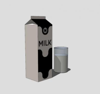 牛奶盒纸箱SU模型下载_sketchup草图大师SKP模型
