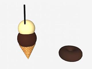 冰淇淋甜甜圈SU模型下载_sketchup草图大师SKP模型