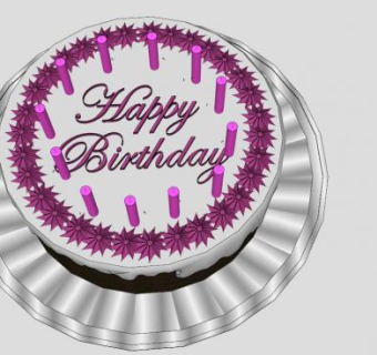 蜡烛生日蛋糕SU模型下载_sketchup草图大师SKP模型