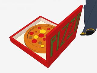 盒子披萨SU模型下载_sketchup草图大师SKP模型
