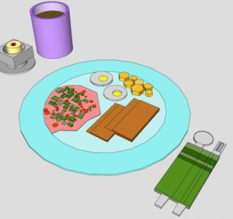 食物早餐鸡蛋火腿SU模型下载_sketchup草图大师SKP模型