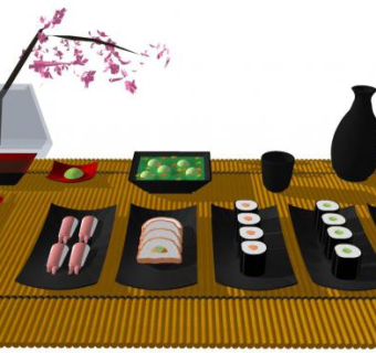 日式寿司SU模型下载_sketchup草图大师SKP模型