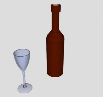 红酒玻璃酒瓶SU模型下载_sketchup草图大师SKP模型