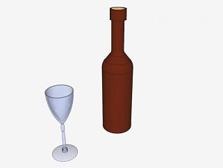 红酒玻璃<em>酒瓶</em>SU模型下载_sketchup草图大师SKP模型