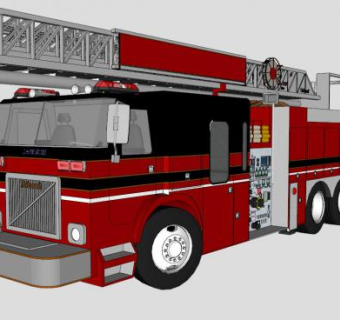 云梯消防车SU模型_su模型下载 草图大师模型_SKP模型