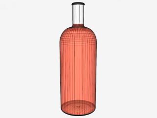 橙红色酒瓶SU模型下载_sketchup草图大师SKP模型