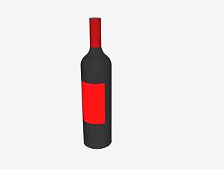 红色标签<em>葡萄酒瓶</em>SU模型下载_sketchup草图大师SKP模型