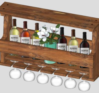 木质葡萄酒酒架SU模型下载_sketchup草图大师SKP模型