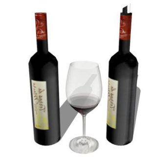 红酒酒瓶酒水玻璃杯SU模型下载_sketchup草图大师SKP模型