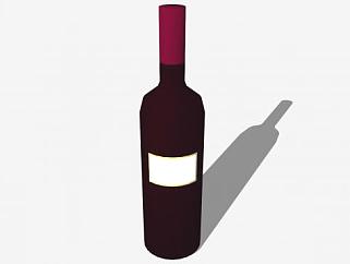 红酒酒瓶标签SU模型下载_sketchup草图大师SKP模型