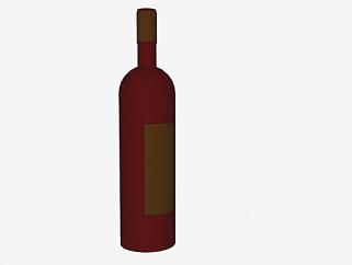 红色酒瓶<em>棕色</em>标签SU模型下载_sketchup草图大师SKP模型