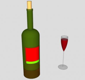酒杯和酒瓶SU模型下载_sketchup草图大师SKP模型