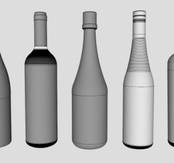 多款式酒瓶SU模型下载_sketchup草图大师SKP模型