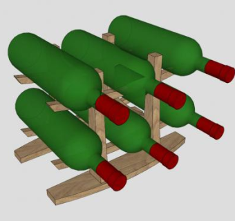 小型木质酒架SU模型下载_sketchup草图大师SKP模型