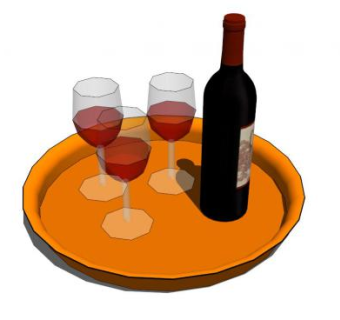 托盘上的红酒与酒杯SU模型下载_sketchup草图大师SKP模型
