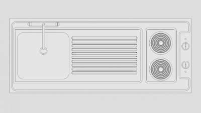 豪华组合厨房器具SU模型下载_sketchup草图大师SKP模型