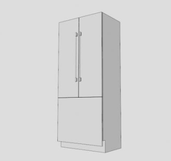 法国双门底冰箱SU模型下载_sketchup草图大师SKP模型