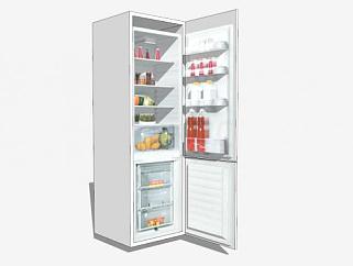 厨房白色冰箱SU模型下载_sketchup草图大师SKP模型