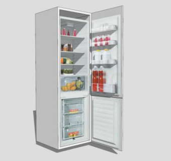 厨房白色冰箱SU模型下载_sketchup草图大师SKP模型