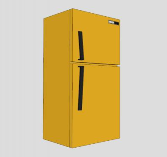 复古黄色冰箱SU模型下载_sketchup草图大师SKP模型