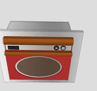 厨房红色烤箱SU模型下载_sketchup草图大师SKP模型