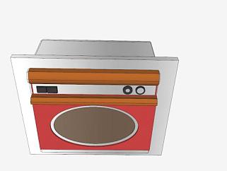 厨房红色烤箱SU模型下载_sketchup草图大师SKP模型