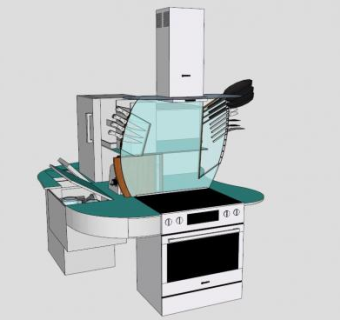 厨房三世器具SU模型下载_sketchup草图大师SKP模型