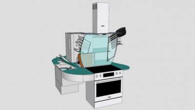 厨房三世器具SU模型下载_sketchup草图大师SKP模型