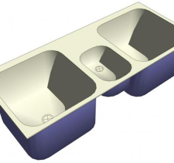 厨房三口水槽SU模型下载_sketchup草图大师SKP模型