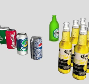 饮料瓶子和罐子SU模型下载_sketchup草图大师SKP模型