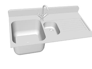 厨房不锈钢水槽组合SU模型下载_sketchup草图大师SKP模型