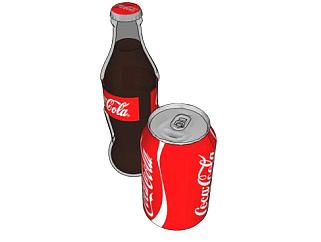 可口可乐玻璃瓶和罐SU模型下载_sketchup草图大师SKP模型